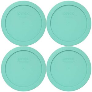 pyrex 7201-pc sea glass blue/green round plastic food storage replacement lids – 4 pack