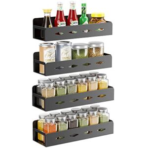 Veeipy 4 Pack 3MM Strong Magnetic Spice Rack for Refrigerator and Oven and Washing Machine,Metal Black