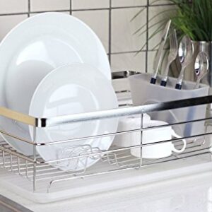 Neat-O Stylish Sturdy Stainless Steel Metal Wire Medium Dish Drainer Drying Rack (Stainless Steel, Chrome)