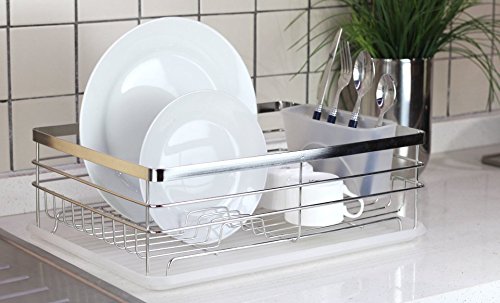Neat-O Stylish Sturdy Stainless Steel Metal Wire Medium Dish Drainer Drying Rack (Stainless Steel, Chrome)