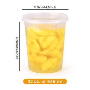 Kitch’nMore [32oz 24Pack Plastic Deli Food Storage Soup Containers with Airtight Lids, Extra-Thick, Slime, Soup, Leakproof, BPA Free