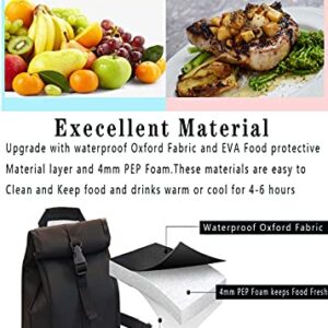 ZM-YOUTOO Insulated Lunch Bag Thermal Foldable Lunch Box with Adjustable Shoulder Strap for Men, Adults, Women Office, Work, Picnic Hiking Beach