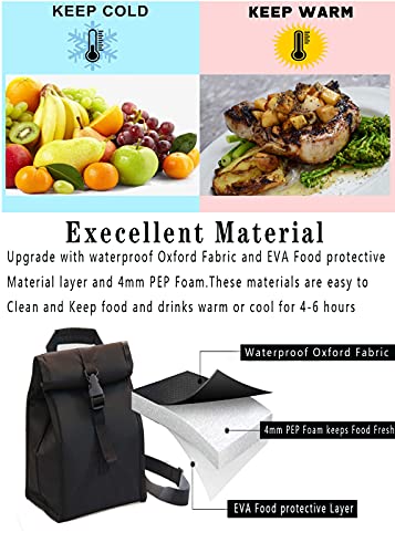 ZM-YOUTOO Insulated Lunch Bag Thermal Foldable Lunch Box with Adjustable Shoulder Strap for Men, Adults, Women Office, Work, Picnic Hiking Beach