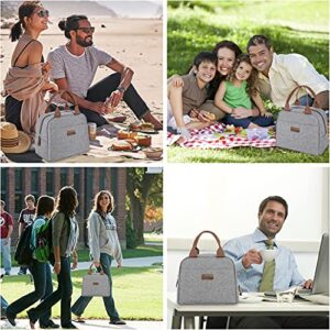 LANDICI Lunch Bag for Women Men Insulated Small Lunch Box for Adult Kids, Waterproof Reusable Soft Sided Cooler Lunch Tote Bag for Work Office School Travel Picnic Food, Grey