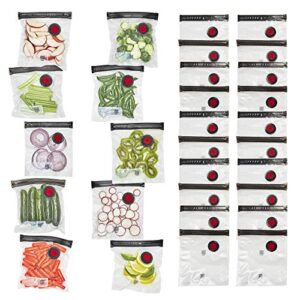 zwilling fresh & save 30-piece small vacuum sealer bags, 1/2 gallon reusable snack bags, meal prep