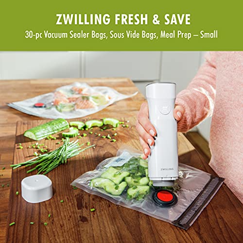 ZWILLING Fresh & Save 30-Piece Small Vacuum Sealer Bags, 1/2 Gallon Reusable Snack Bags, Meal Prep