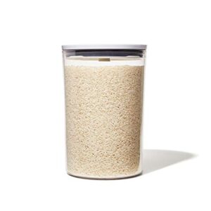 oxo good grips round pop container – large (5.2 qt) for flour, sugar, cereal and more | airtight food storage | bpa free | dishwasher safe | clear body