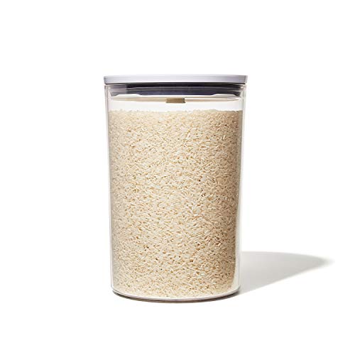 OXO Good Grips Round POP Container – Large (5.2 Qt) for flour, sugar, cereal and more | Airtight Food Storage | BPA Free | Dishwasher Safe | Clear Body