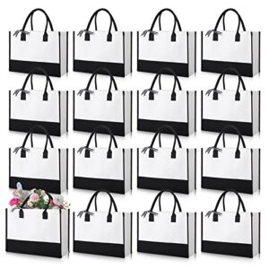 12 pack canvas tote bags initial classic black and white present bag personalized canvas beach bag for wedding, birthday, beach, holiday