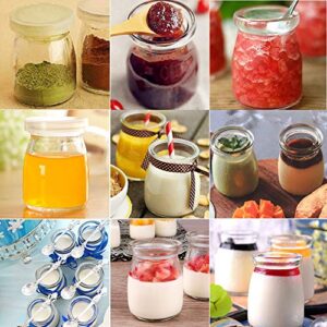Folinstall 7oz Small Glass Jars with Cork Lids, 20 Pack Yogurt Container with PE Lids for Candy, Cake, Pudding, Yogurt, Jam, Empty Candle Jars for Candle Making, with Spoons, Labels, Tags