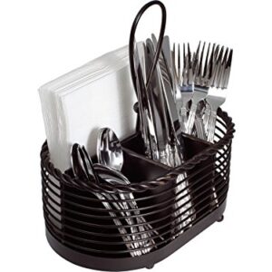 Gourmet Basics by Mikasa Rope Metal Tabletop Flatware and Napkin Picnic Caddy, 10", Antique Black