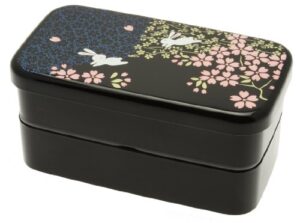 kotobuki 2-tiered bento box, rabbit and cherry blossom