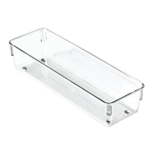 iDesign Linus Kitchen Drawer Organizer for Silverware, Spatulas, Gadgets - 12" x 12" x 2", Clear