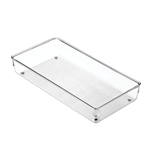 iDesign Linus Kitchen Drawer Organizer for Silverware, Spatulas, Gadgets - 12" x 12" x 2", Clear