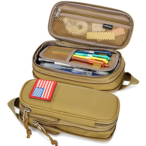 ATRIPACK Tactical Lunch Bag Medium Size (Brown) & Tactical Pencil Case for Men Women Teens Boys Girls (Brown)