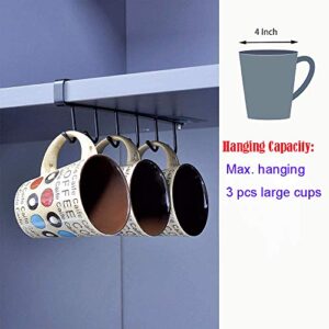 AliCH 2pcs Mug Hooks Under Cabinet Mug Holder Rack,Nail Free Adhesive Coffee Cups Holder Hanger for Cups/Kitchen Utensils/Ties Belts/Scarf/Keys Storage, Fit for 0.8inch Thickness Shelf or Less (BLA)