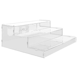 evron Pantry Organization and Storage Clear Acrylic Spice Rack Organizer for Cabinet & Countertop (ASSEMBLY REQUIRED) 3 Tier Organizer Versatile Tierd Shelf Organizer 10.5 in