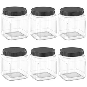 22 ounce storage jars reusable clear plastic jars for kitchen and household storage, 6 pack