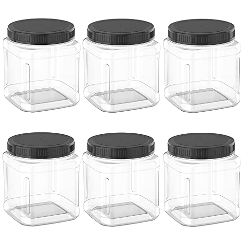 22 Ounce Storage Jars Reusable Clear Plastic Jars for Kitchen and Household Storage, 6 Pack