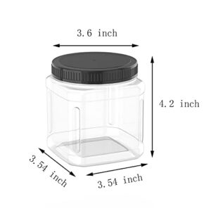 22 Ounce Storage Jars Reusable Clear Plastic Jars for Kitchen and Household Storage, 6 Pack