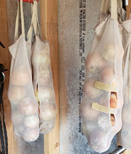 AHYUAN Hanging Mesh Storage Bags 5 Pack Onion Bags Mesh Garlic Net Bags Potatoes Bags Long and Large Reusable Net Storage Produce Bags for Fruit Veggies Garbage Bag for Home RV Camper Storage