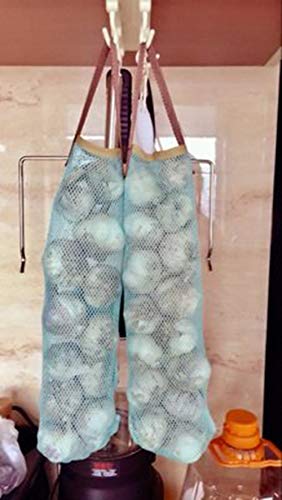 AHYUAN Hanging Mesh Storage Bags 5 Pack Onion Bags Mesh Garlic Net Bags Potatoes Bags Long and Large Reusable Net Storage Produce Bags for Fruit Veggies Garbage Bag for Home RV Camper Storage