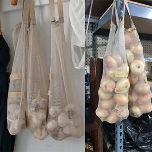 AHYUAN Hanging Mesh Storage Bags 5 Pack Onion Bags Mesh Garlic Net Bags Potatoes Bags Long and Large Reusable Net Storage Produce Bags for Fruit Veggies Garbage Bag for Home RV Camper Storage