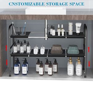 ATIDIE Under Sink Organizers and Storage, 2 Tier Under Sink organizer Expandable Cabinet Shelf Organizer with 8 Detachable Panels for Kitchen Bathroom Storage