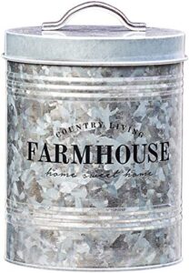 amici home farmhouse galvanized canister canister-76 oz, 76 oz, gray