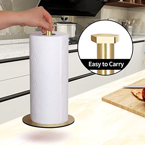 Gold Paper Towel Holder Countertop, OBODING, Kitchen Paper Towel Holder Stand for Kitchen and Bathroom Organization and Storage, Paper Towel Holders for Standard and Large Size Rolls (Gold)