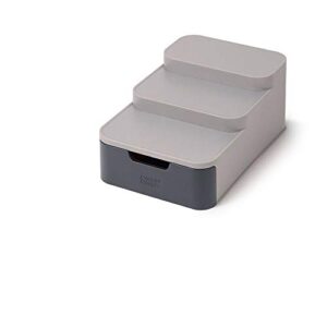 joseph joseph cupboardstore compact 3 tier shelf organizer with drawer for cabinet, gray