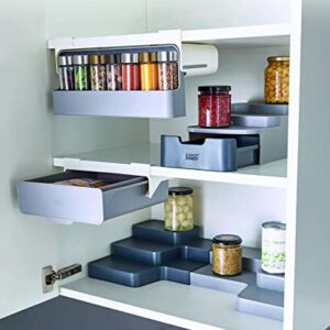 Joseph Joseph CupboardStore Compact 3 Tier Shelf Organizer with Drawer for Cabinet, Gray