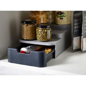 Joseph Joseph CupboardStore Compact 3 Tier Shelf Organizer with Drawer for Cabinet, Gray