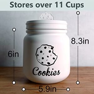 Airtight Cookie Jar - 6"W x 8"H Matte White Ceramic Cookie Jars for Kitchen Counter - Large Cookie Jar with Airtight Lids - Farmhouse Cookie Jar Airtight Lid - Big Cookie Containers with Lids Airtight