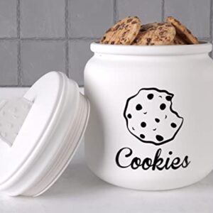 Airtight Cookie Jar - 6"W x 8"H Matte White Ceramic Cookie Jars for Kitchen Counter - Large Cookie Jar with Airtight Lids - Farmhouse Cookie Jar Airtight Lid - Big Cookie Containers with Lids Airtight