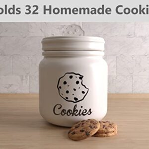 Airtight Cookie Jar - 6"W x 8"H Matte White Ceramic Cookie Jars for Kitchen Counter - Large Cookie Jar with Airtight Lids - Farmhouse Cookie Jar Airtight Lid - Big Cookie Containers with Lids Airtight