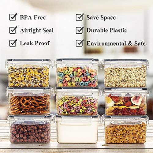 Airtight Food Storage Containers, Wildone Cereal & Dry Food Storage Container Set of 16 [0.8L /3.38 Cups] for Sugar, Flour and Baking Supplies, Leak-proof & BPA Free, with 20 Labels & 1 Marker
