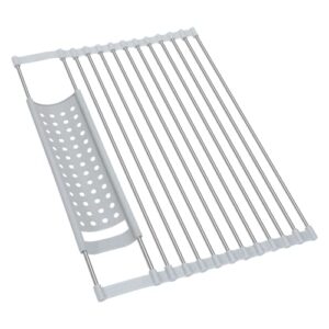 nilehome roll up dish drying rack, sink drying rack over sink dish drying rack 304 stainless steel foldable drain rack for kitchen sink counter utensils vegetables and fruits (17.5”x13”)，gray…