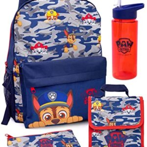 Paw Patrol Backpack Set Kids 4 Piece Camo Lunch Box Water Bottle Pencil Case