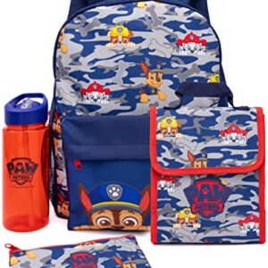 Paw Patrol Backpack Set Kids 4 Piece Camo Lunch Box Water Bottle Pencil Case