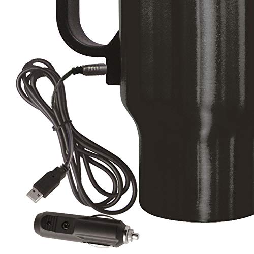 Brentwood CMB-16B Stainless Steel 16oz 12 Volt Heated Travel Mug, Black