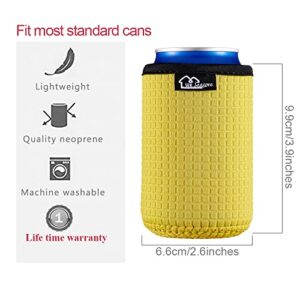 WKieason 12oz Standard Can Sleeves Insulators Sleeves Standard Can Covers 12OZ Beer Bottle Sleeves Coolers Holder Non-slip Neoprene Can Coolier Sleeves 4PC Pack (Black/Red/Yelllow/Blue)