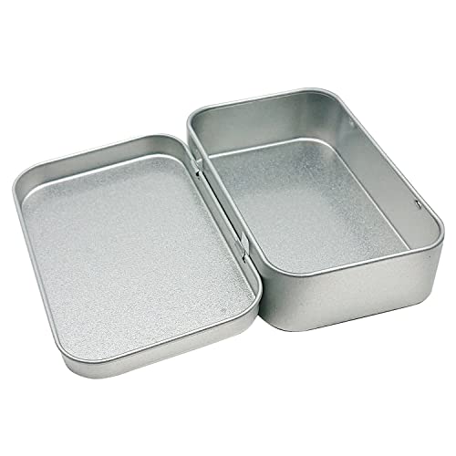 Axe Sickle 4 Pack Tin Box Containers 3.7 x 2.4 x 0.8 Inch Metal Tins Storage Box with Hinge Lids, for Home Storage, Outdoor Active Storage Containers, Home Organizer Small Tins, Silver