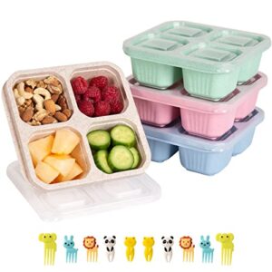deslon 4 pack snack containers for kids adults, 4 compartment bento snack box, reusable meal prep lunch containers with compartment, divided small snack containers bento box for travel work