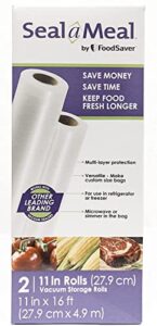 seal-a-meal 11″ x 16′ vacuum seal rolls for seal-a-meal and foodsaver, 2 pack