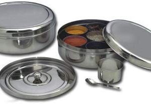 Spice Container - Masala Dabba - 7 Compartments, masala box,steel masala dabba,Spice container box,stainless steel spice box indian masala dabba with 7 spice containers with size 8 X 8 inches