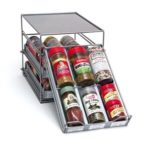 Lipper International Three-Tier Tilt Down Kitchen and Cooking Spice Drawer, Silver/Gray