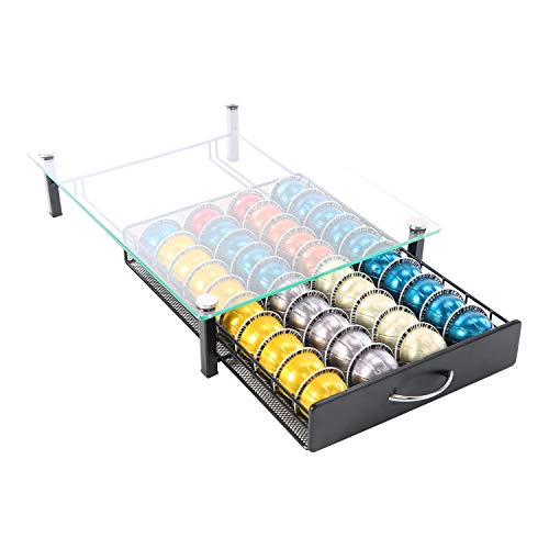 Flagship for Nespresso Pod Holder Drawer Coffee Pod Organizer Storage for Nespresso Capsules Holder Glass Storage Tray Vertuo 40 Pods