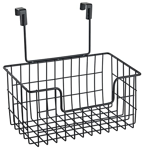 2Pack Over The Cabinet Door Organizer,Hanging Storage Wire Basket Suitable for Kitchen,Cabinet,Bathroom,Pantry,Black