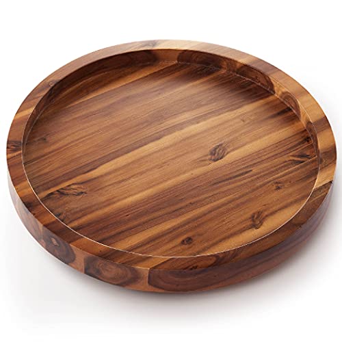 RABAHA 16" Acacia Lazy Susan Organizer for Table - Wooden Lazy Susan Turntable for Cabinet - Kitchen Turntable Storage Food Bins Container for Pantry, Countertop (Acacia Wood)